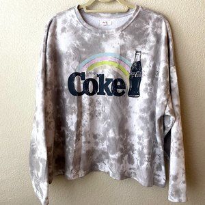 Coca Cola Womens Long Sleeve Pullover Crop Sweatshirt Size XL
